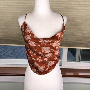 NEW - Mahina Floral Cowl Tie Crop Tank Boho Festival Concert Coachella